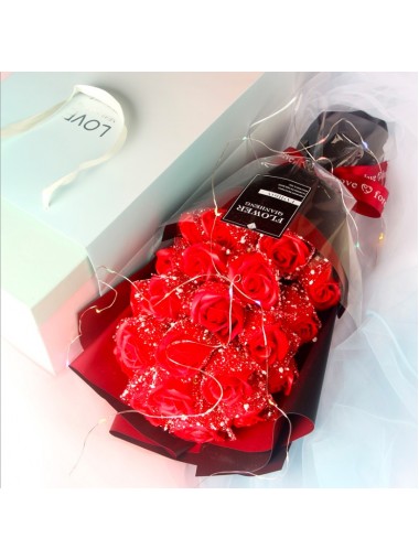 [現貨發售] Eternal Florist - 石鹼香皂永生花束21朵連禮盒 / LED Rose